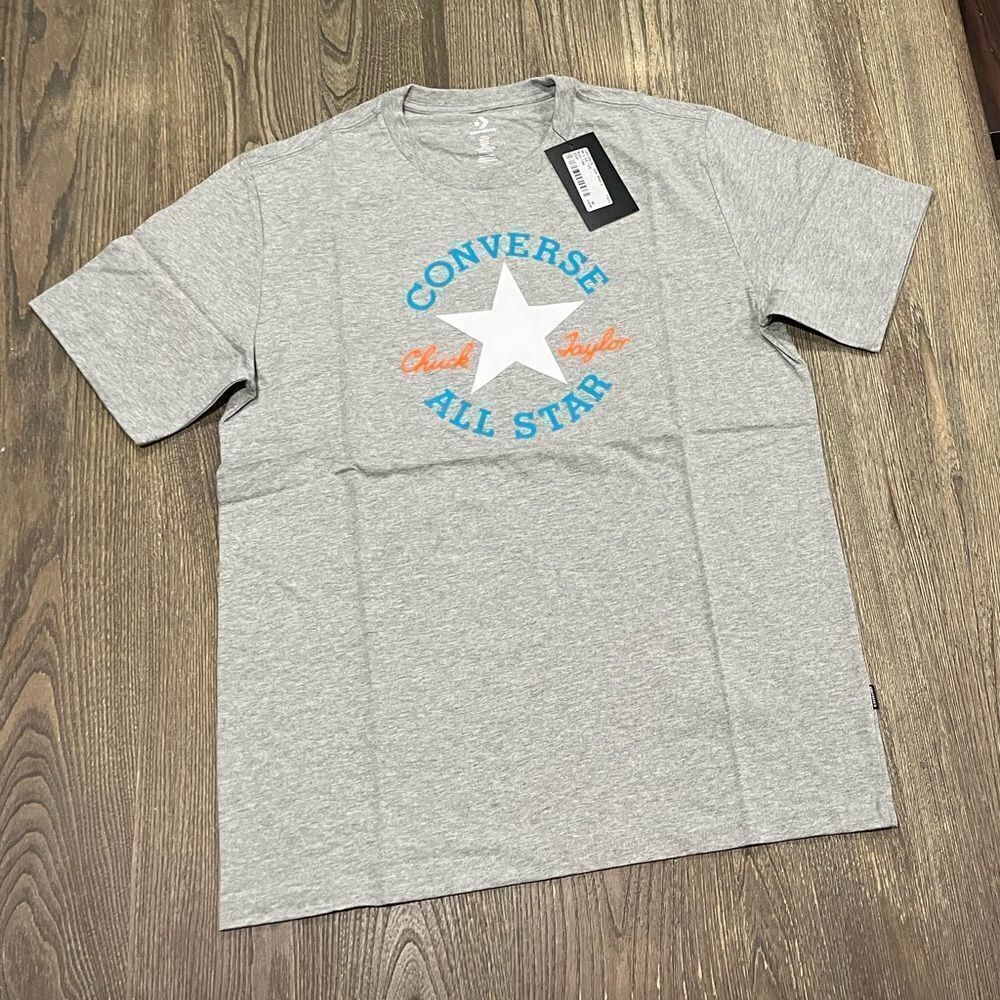 NWT Converse Mens Deconstructed Chuck Taylor T-Shirt Short Sleeve Gray Size M